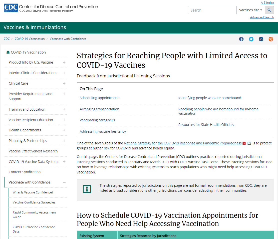 Screenshot of CDC webpage. CDC logo is top left. 